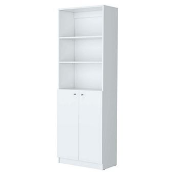 Sutton 2-door Bookcase, Storage With Multi-level Shelves And Double Door Design