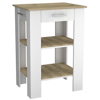 Brooklyn 23 Kitchen Island, Two Shelves, One Drawer