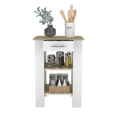 Brooklyn 23 Kitchen Island, Two Shelves, One Drawer