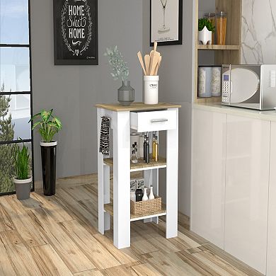 Brooklyn 23 Kitchen Island, Two Shelves, One Drawer