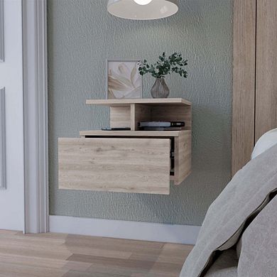 Augusta Floating Nightstand With 2-tier Shelf And 1-drawer