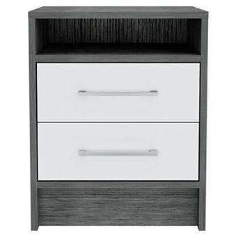 Philadelphia Nightstand, Two Drawers, Concealed Shelf