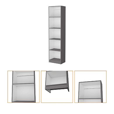 Sutton Slim Bookcase With Modern 5-shelf Design