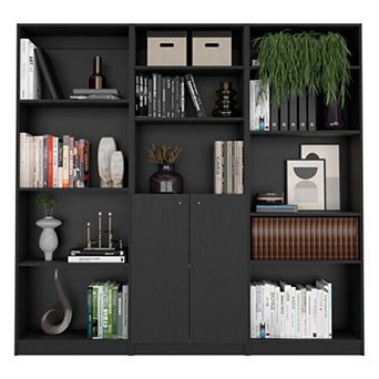 Oracle 3 pc Living Room Set With 3 Bookcases, Black