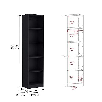 Marana 3 Piece Living Room Set With 3 Bookcases, Black