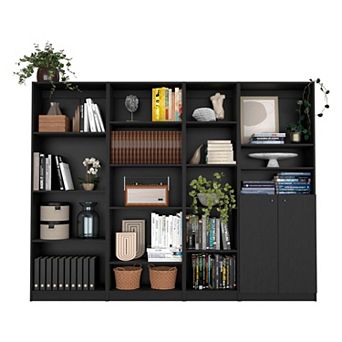Misani 4 pc Living Room Set With 4 Bookcases, Black
