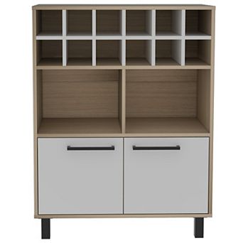 Kaia Bar Cabinet, Twelve Built-in Wine Rack, Double Door Cabinet