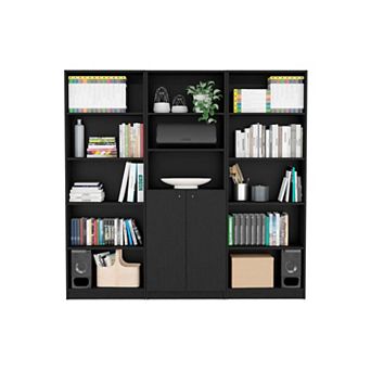 Bayard 3 pc Living Room Set With 3 Bookcases, Black