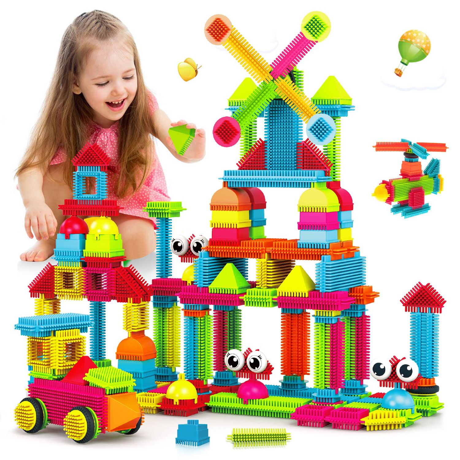 Детские конструкторы Contixo St5: 144 pc Bristle Shape 3D Tiles, Creative Educational Blocks, Ages 3-8. — фото 1