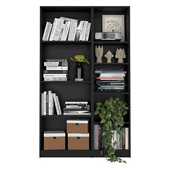 Sutton Slim 2 pc Living Room Set With 2 Bookcases, Black