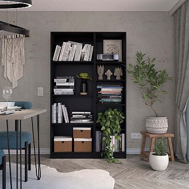 Sutton Slim 2 Piece Living Room Set With 2 Bookcases, Black