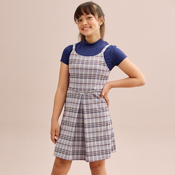Girls 7-16 Knit Works Mockneck Tee & Pleated Jumper Set