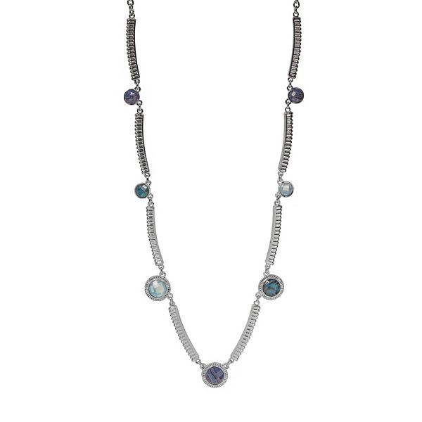 Emberly Silver Tone Braided Necklace With Drops