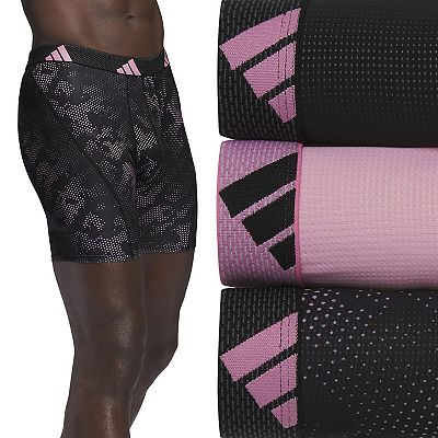 adidas Men's Performance Mesh Graphic 3-Pack Boxer Brief - Drift-True Pink-Black/True Pink/Black / XXL