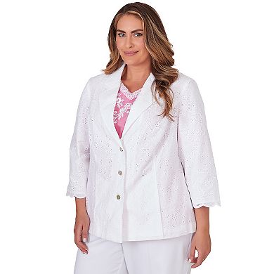 Plus Size Alfred Dunner Button Front Eyelet Jacket