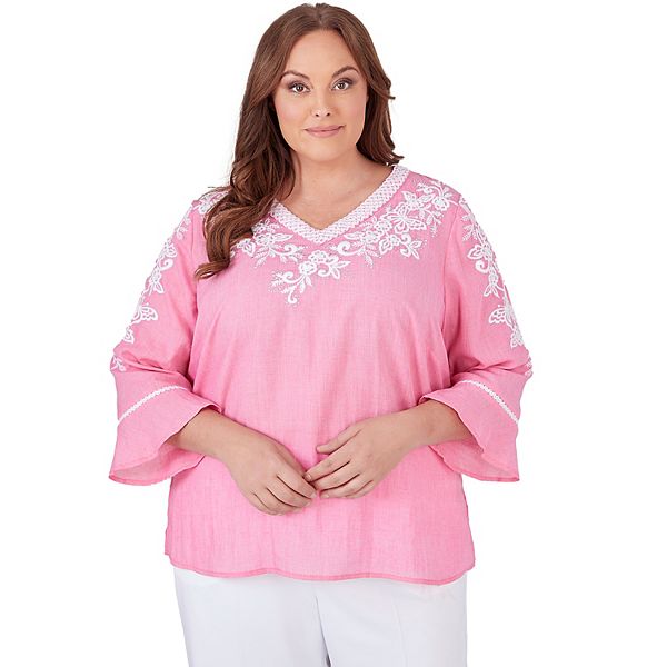 Plus Size Alfred Dunner V-neck Embroidered Top