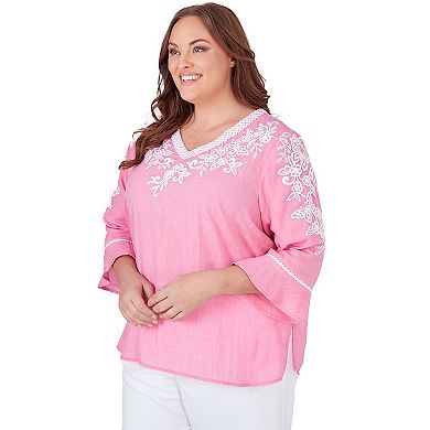 Plus Size Alfred Dunner V-Neck Embroidered Top