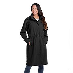 Plus Size Gallery Contrast-Trim Hood Rain Jacket