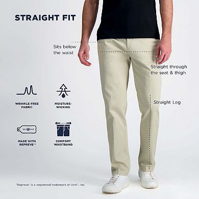 Men's Haggar® Wrinkle Free Performance Khaki Straight Fit Flat Front Pant