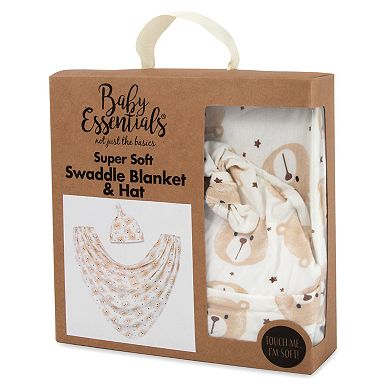 Baby Essentials Super Soft Swaddle Blanket and Hat Set