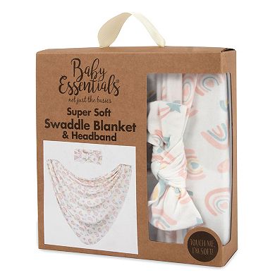 Baby Essentials Super Soft Swaddle Blanket and Headband Set