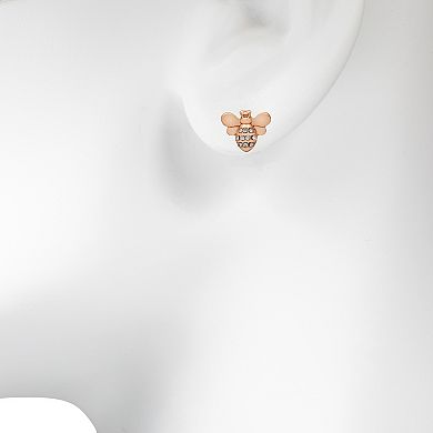 Emberly Gold Tone Bumblebee Pave Stud Earrings