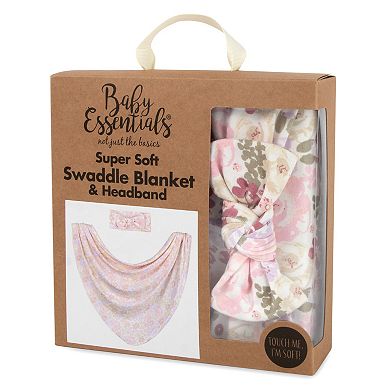 Baby Essentials Super Soft Swaddle Blanket and Headband Set