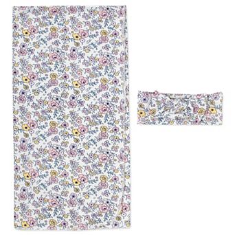 Baby Essentials Super Soft Micro Floral Swaddle Blanket and Headband Set