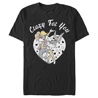 Men's Looney Tunes Bugs And Lola Crazy For You Heart Portrait Graphic Tee