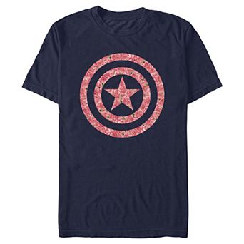 Men's Marvel Captain America Roses Filled Emblem Graphic Tee