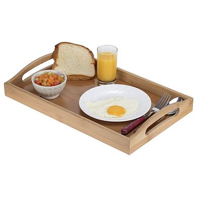 Serving Tray Bamboo - Wooden Tray with Handles - Tea Tray, Bar Tray, Breakfast Tray