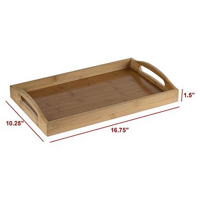 Serving Tray Bamboo - Wooden Tray with Handles - Tea Tray, Bar Tray, Breakfast Tray