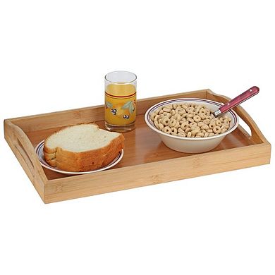 Serving Tray Bamboo - Wooden Tray with Handles - Tea Tray, Bar Tray, Breakfast Tray