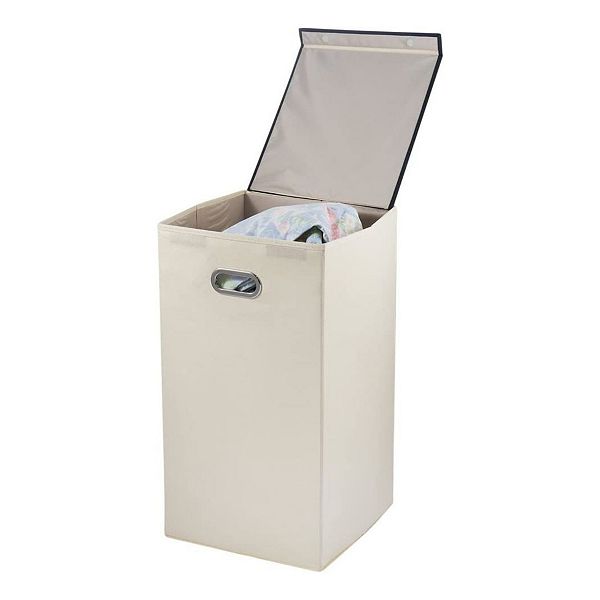 Collapsible Laundry Hamper, Folding Laundry Basket in Ivory