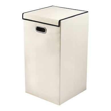 Collapsible Laundry Hamper, Folding Laundry Basket in Ivory