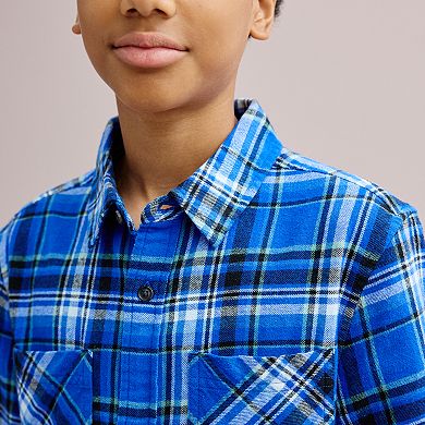 Boys 8-20 Sonoma Goods For Life® Long Sleeve Supersoft Flannel Shirt in Regular & Husky