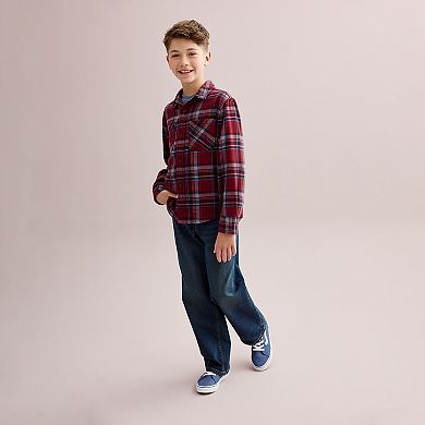 Boys 8-20 Sonoma Goods For Life® Long Sleeve Supersoft Flannel Shirt in Regular & Husky