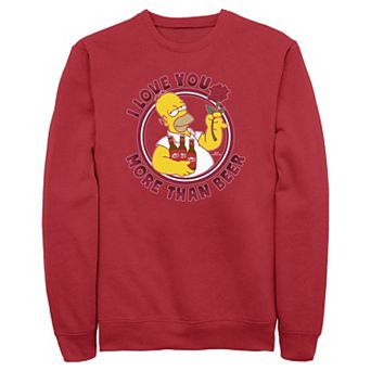 Men's The Simpsons Homer I Love You More Than Beer Graphic Fleece