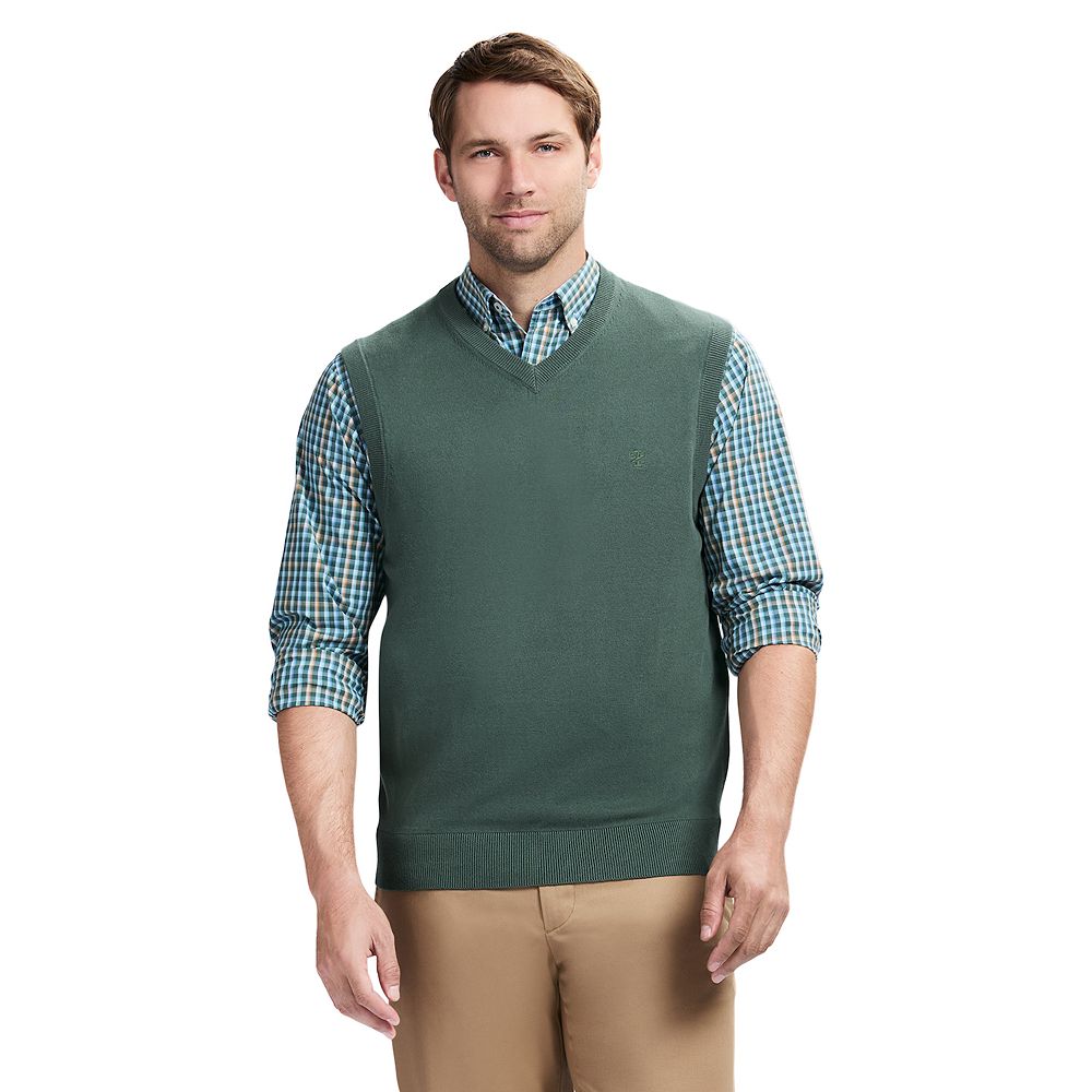 Pull Homme IZOD Premium Essentials Col V Beige - Taille L, Coupe Classique, Neuf Avec étiquettes