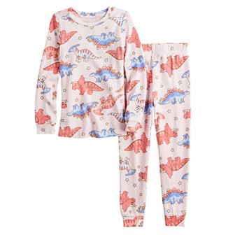 Toddler Girl Cuddl Duds® Allover Dinosaur Print Long Sleeve Pajama Top & Pajama Pants Set