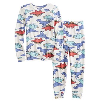 Toddler Boy Cuddl Duds® Allover Dinosaur Print Long Sleeve Pajama Top & Pajama Pants Set