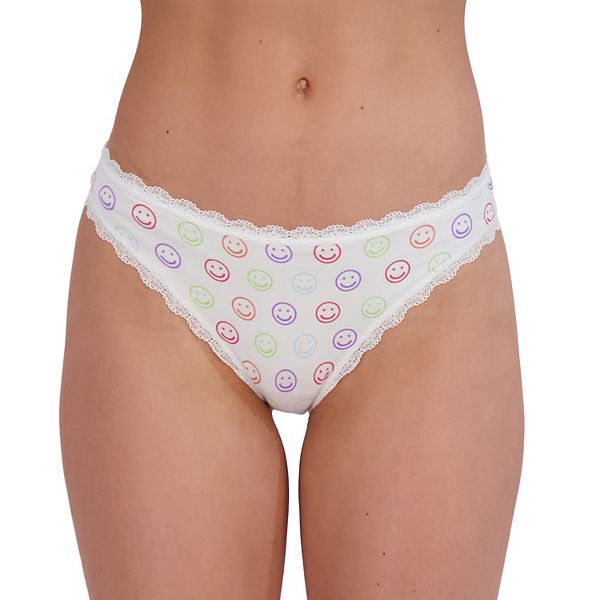 Juniors' SO® Seamless Cheeky Bikini Panty SO75-028 - Smiley Face (X LARGE)