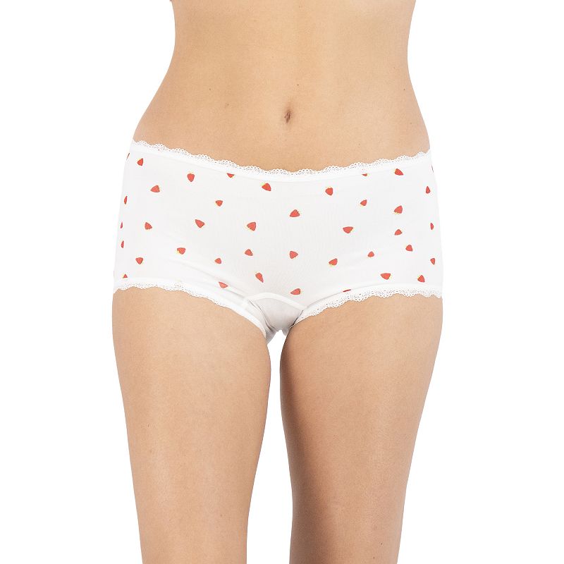 Juniors' SO® Seamless Boyshort Panty SO72-040, Girl's, Size: Medium, White Strawberry