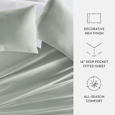 Urban Loft's Cotton Sateen Solid Sheet Set 300 Thread Count Long Staple Cotton