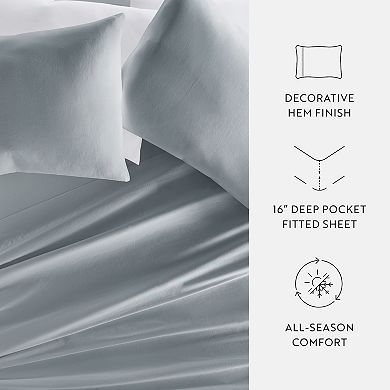 Urban Loft's Cotton Sateen Solid Sheet Set 300 Thread Count Long Staple Cotton