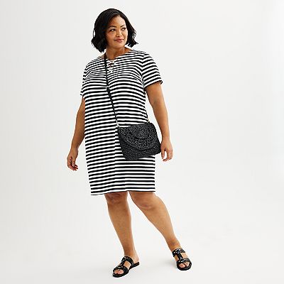 Plus Size Croft & Barrow Lace-Up Neck T-Shirt Dress