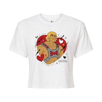 Juniors' Masters Of The Universe He Man Heart Cropped Tee