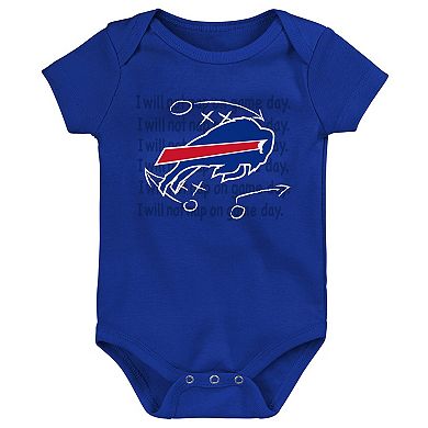 Newborn & Infant Red/Royal/Heather Gray Buffalo Bills Three-Pack Eat, Sleep & Drool Retro Bodysuit Set