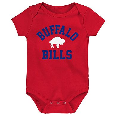 Newborn & Infant Red/Royal/Heather Gray Buffalo Bills Three-Pack Eat, Sleep & Drool Retro Bodysuit Set