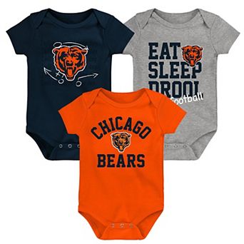 Newborn & Infant Orange/Navy/Heather Gray Chicago Bears Three-Pack Eat, Sleep & Drool Retro Bodysuit Set